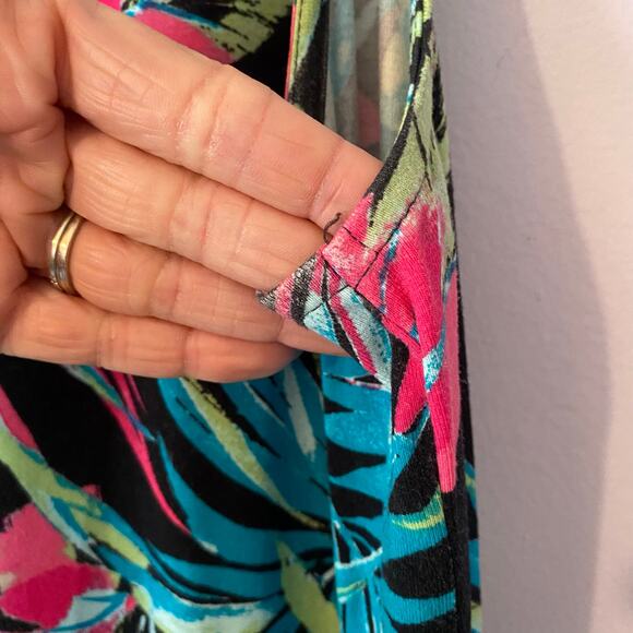 Chico's Black Multicolor Sleeveless Tank Dress Maxi Dress Tropical 3 / XL / 16 - Picture 9 of 9